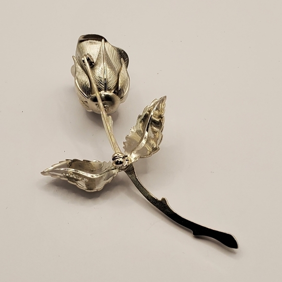 VINTAGE GIOVANNI MATTE SILVER LARGE ROSE BROOCH PIN FLOWER JEWELRY COLLECTIBLE - Picture 7 of 12